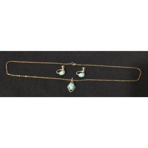 Blue Stone 12K Necklace and Earring Set